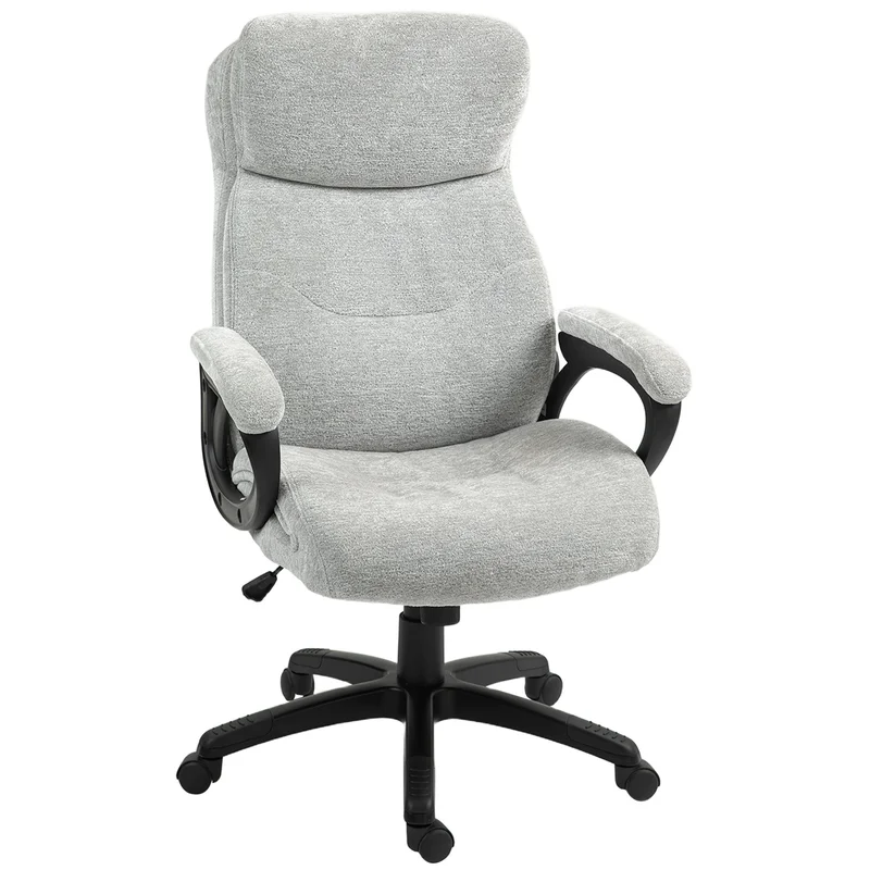 Office Chair Rocking Function Ergonomic Height-Adjustable Padded Light Grey