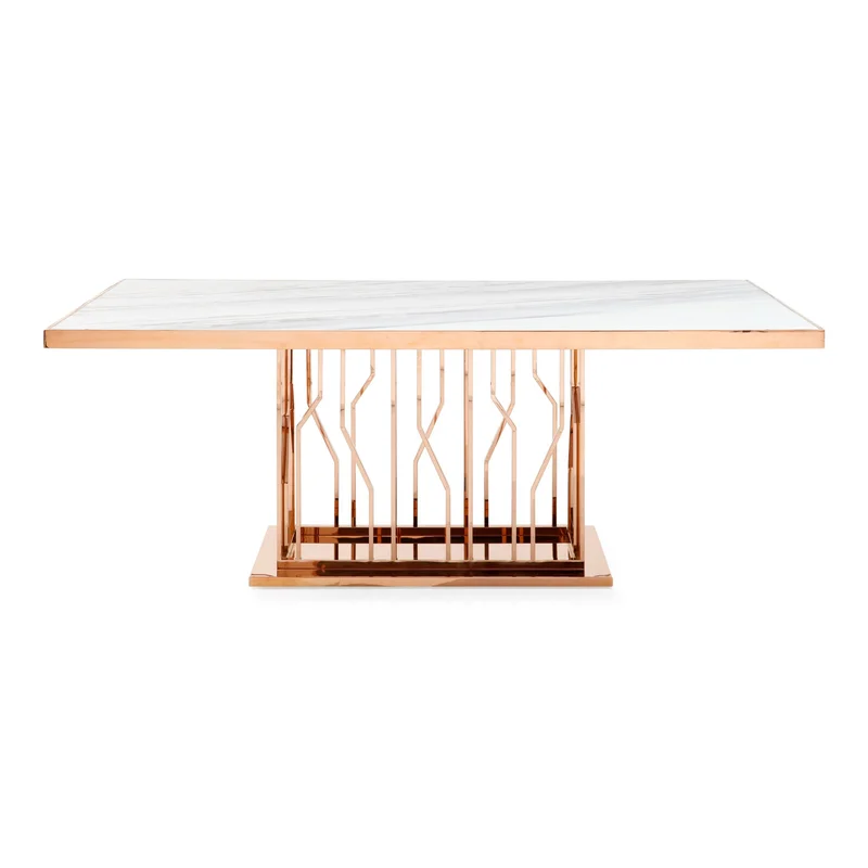 VG - MARSTON WHITE MARBLE DINING TABLE
