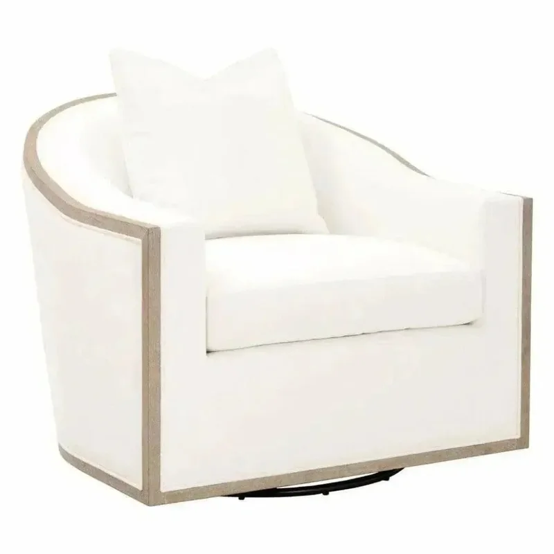 White Swivel Club Chair Performance LiveSmart