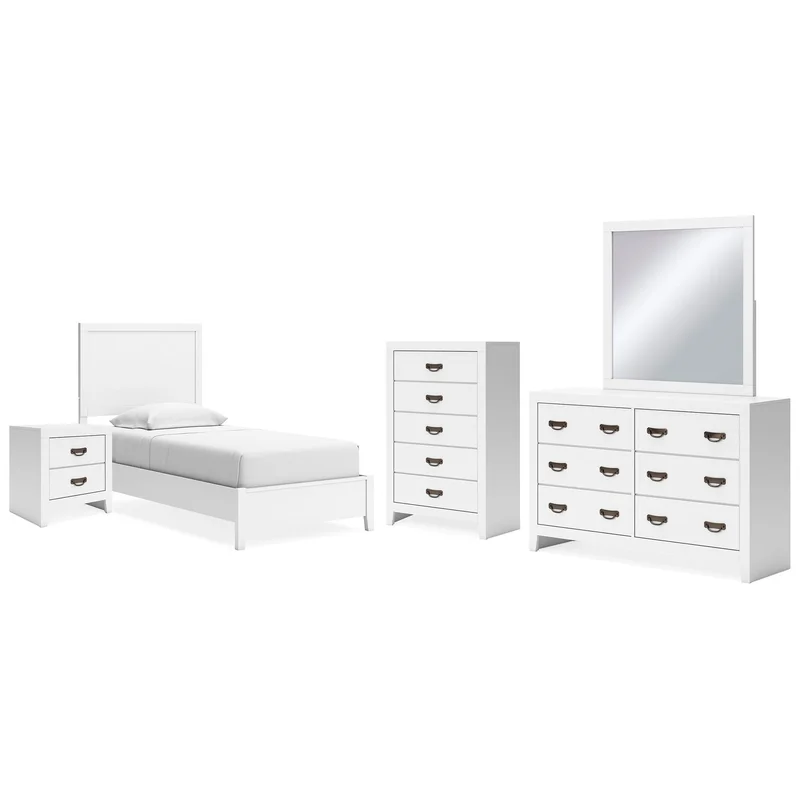 Binterglen Twin Panel Bed Dresser Mirror Chest and Nightstand