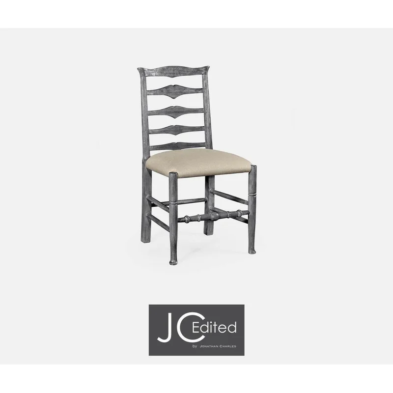 Jonathan Charles Dining Chair Rustic Ladder Back in Mazo - Antique Dark Grey