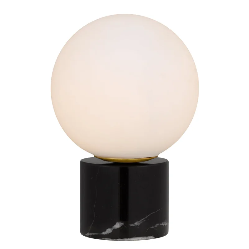 Novio Modern Table Desk Lamp Light Marble Glass Black Marble Antique Gold Opal Matt