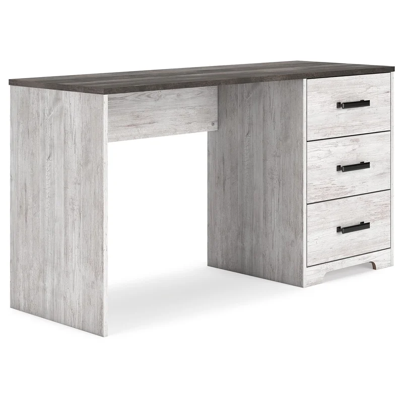Shawburn - Home Office Desk - White / Dark Charcoal Gray