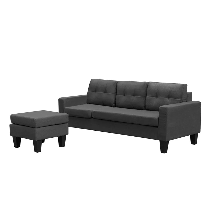 TUS-1228 Sectional Sofa 71" Wide Grey Linen Fabric Condo-Size