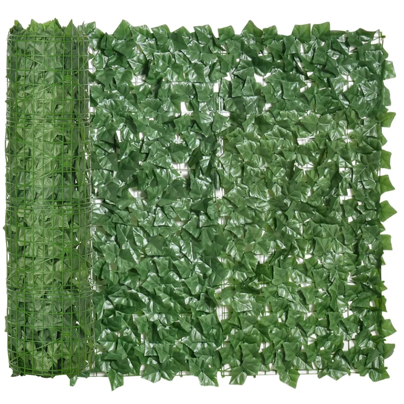 3 Metre Artificial Leaf Hedge Screen UV-Stabilised Dark Green
