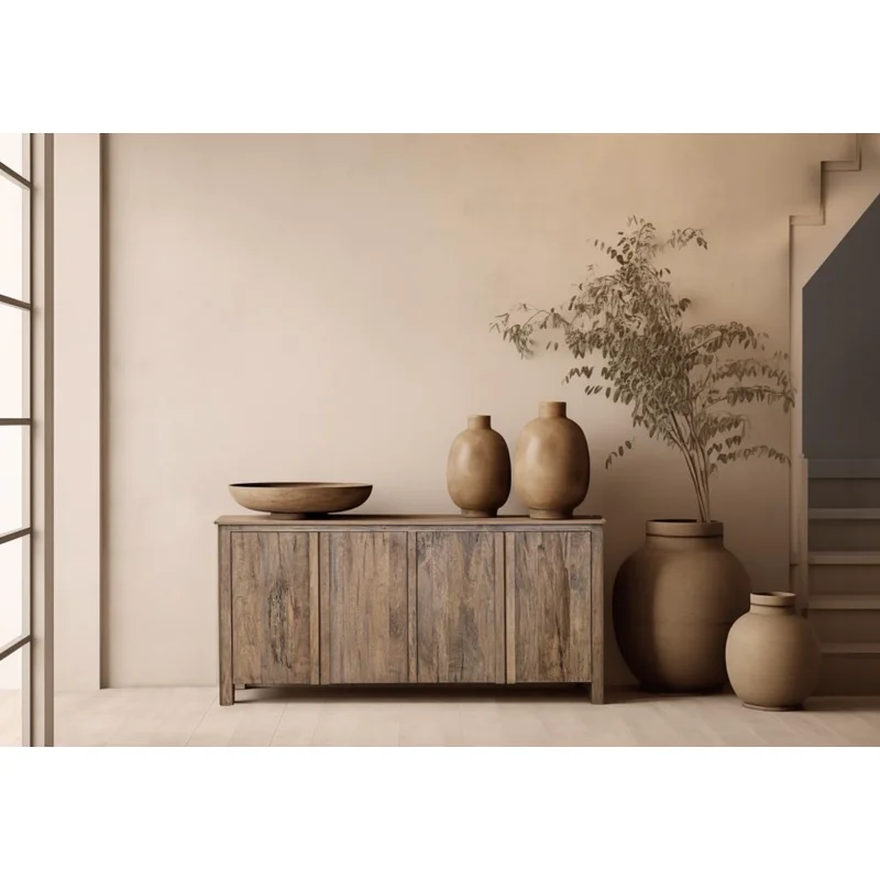 Nosara 73" 4 Door Mango Wood Sideboard - Distressed Light Natural