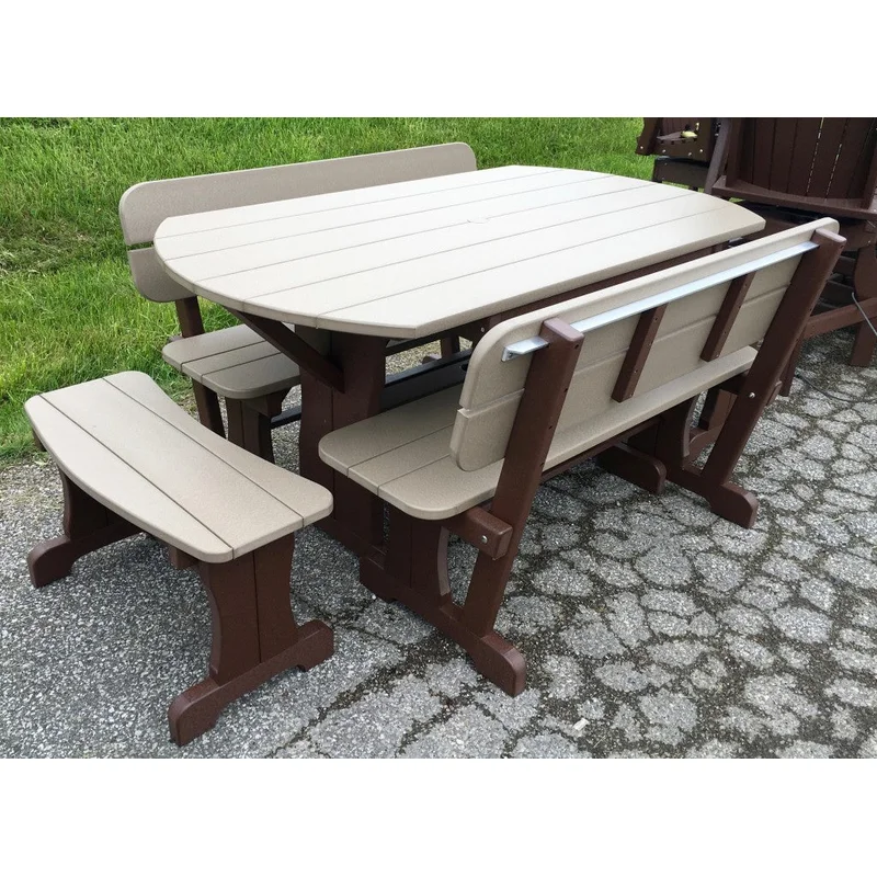 Poly Deluxe Oval Picnic Table Set with Benches