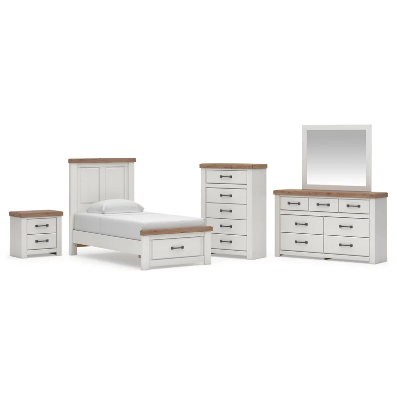 Savonport Twin Panel Storage Bed Dresser Mirror Chest and Nightstand