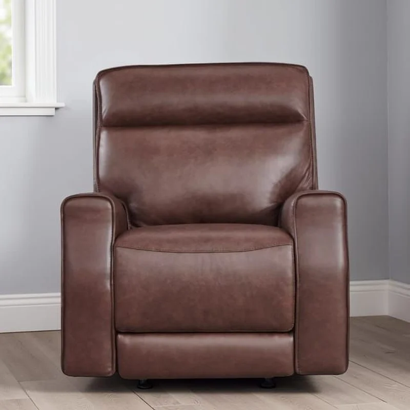 Leather Italia Sydney Brown Dual Power Reclining Glider Recliner