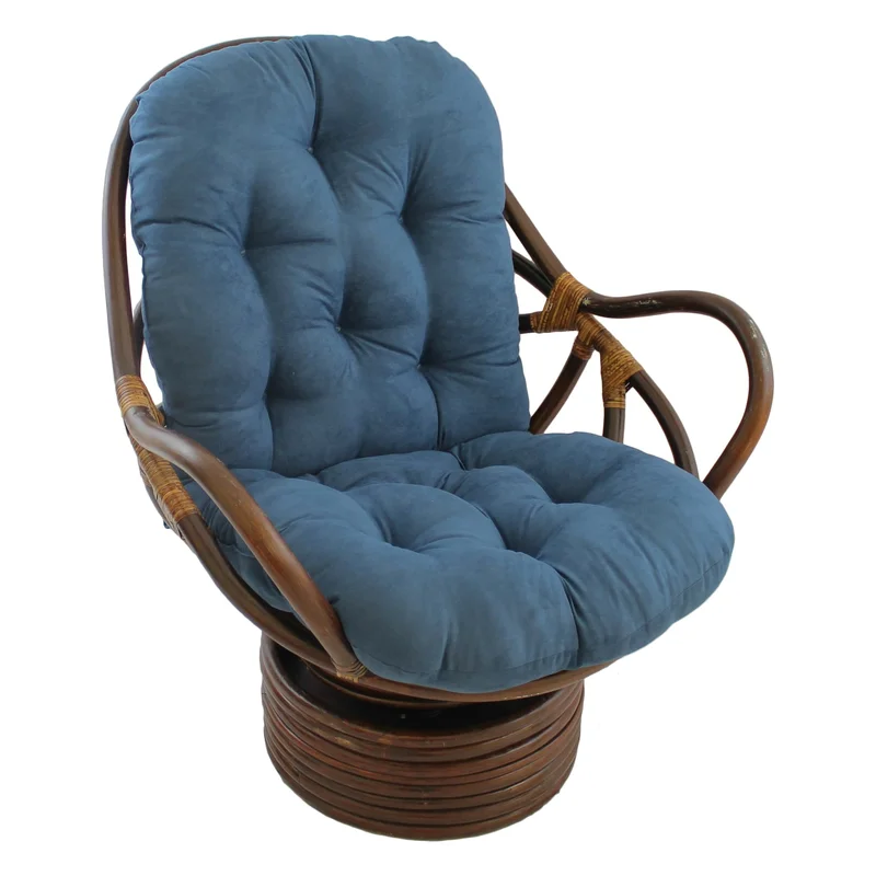 48-inch by 24-inch Solid Micro Suede Swivel Rocker Cushion - Indigo
