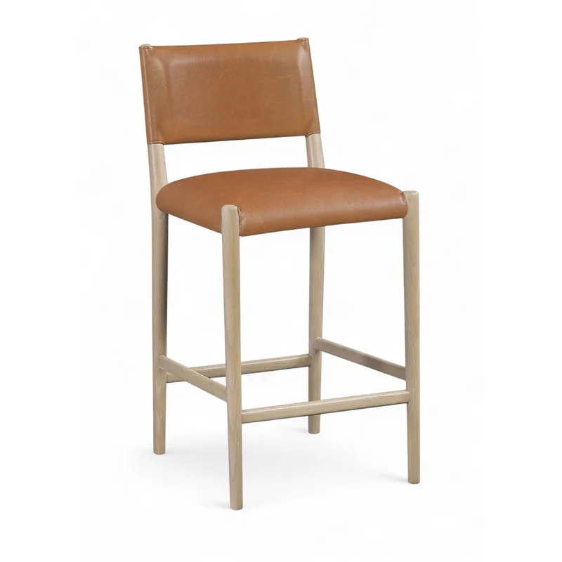 Andie - Vegan Leather Upholstered Counter Stool - Natural Base