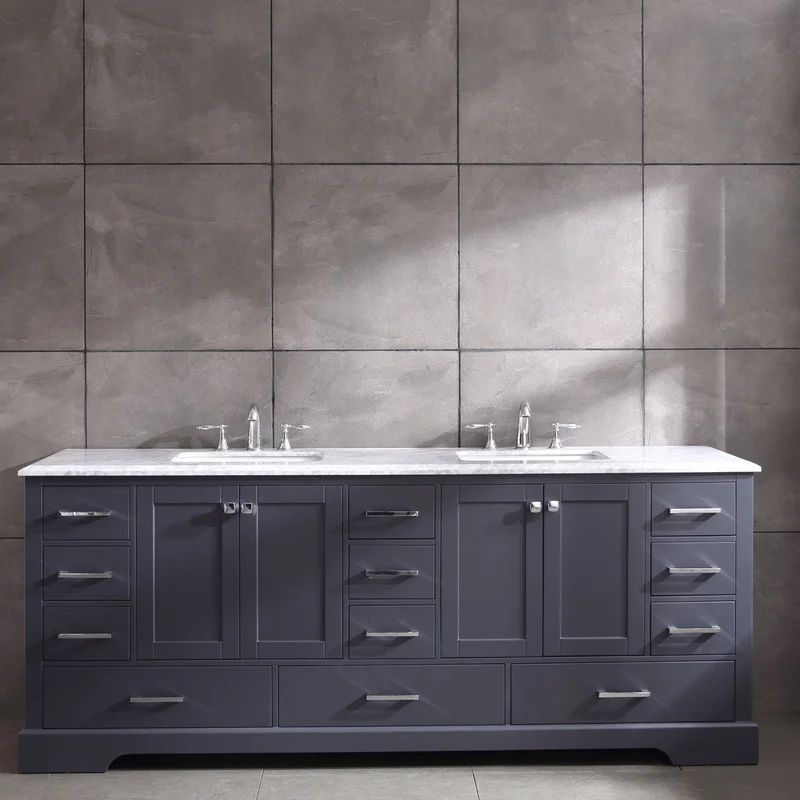 Eviva Storehouse 84" Bathroom Vanity with Laxurious White Carrera Countertop