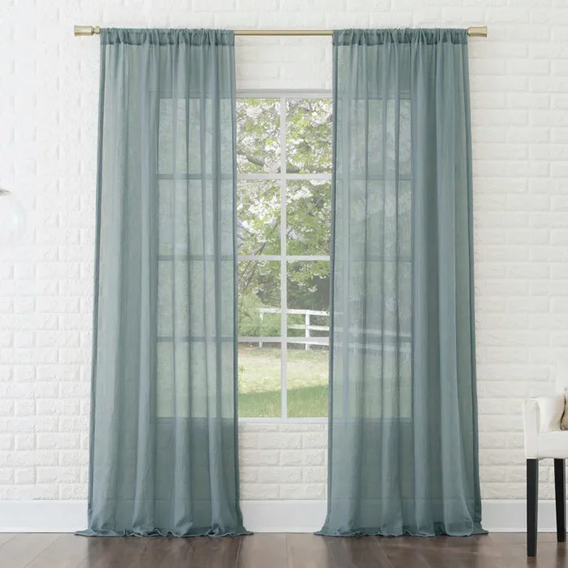 Jaklyn Solid Color Sheer Rod Pocket Single Curtain Panel (Set of 6)