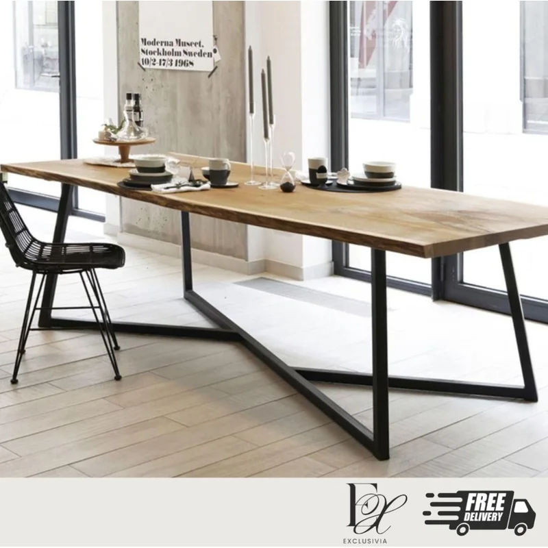 MARINI Contemporary Pine Wood Conference Dining Table