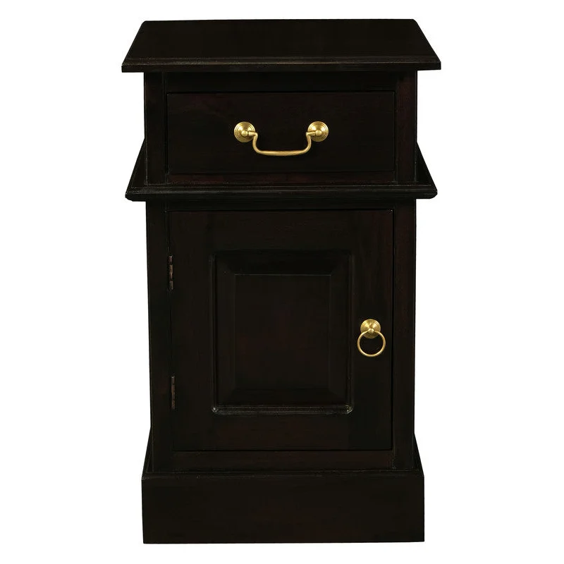 Tasmania 1 Solid Door 1 Drawer Bedside (Chocolate)