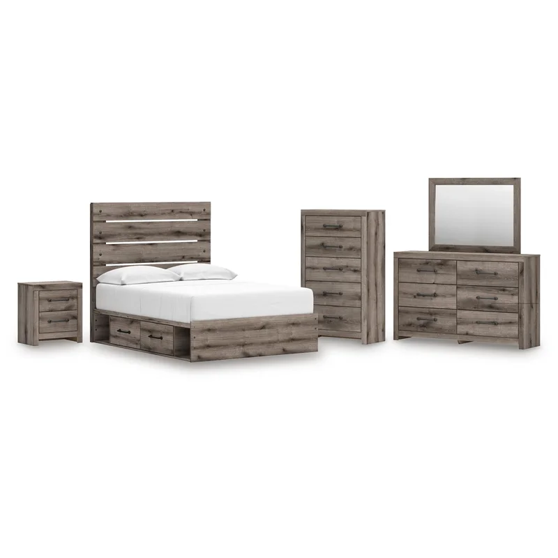 Urbanoore Full Panel Storage Bed Dresser Mirror Chest and Nightstand