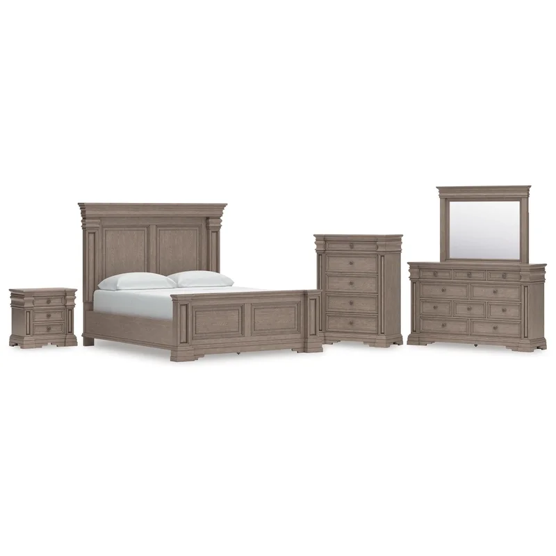 Blairhurst California King Panel Bed Dresser Mirror Chest and Nightstand