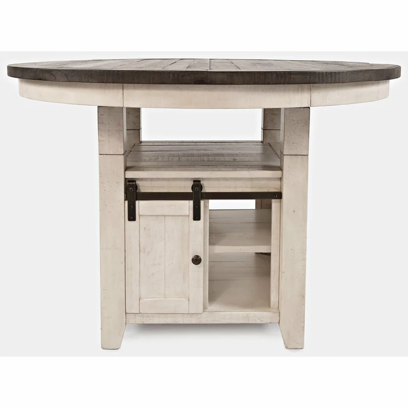 Madison County Counter Table With Storage Base WITH 6 Slatback Counter Stools