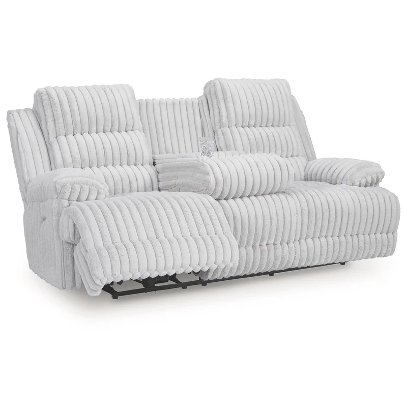Rhines Falls - Reclining Power Sofa With Drop Down Table - Alloy