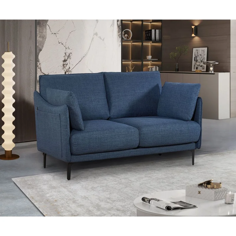 2 Seater Sofa For Primary Living Space Bed Room Office 2 PillowsMetel Legs