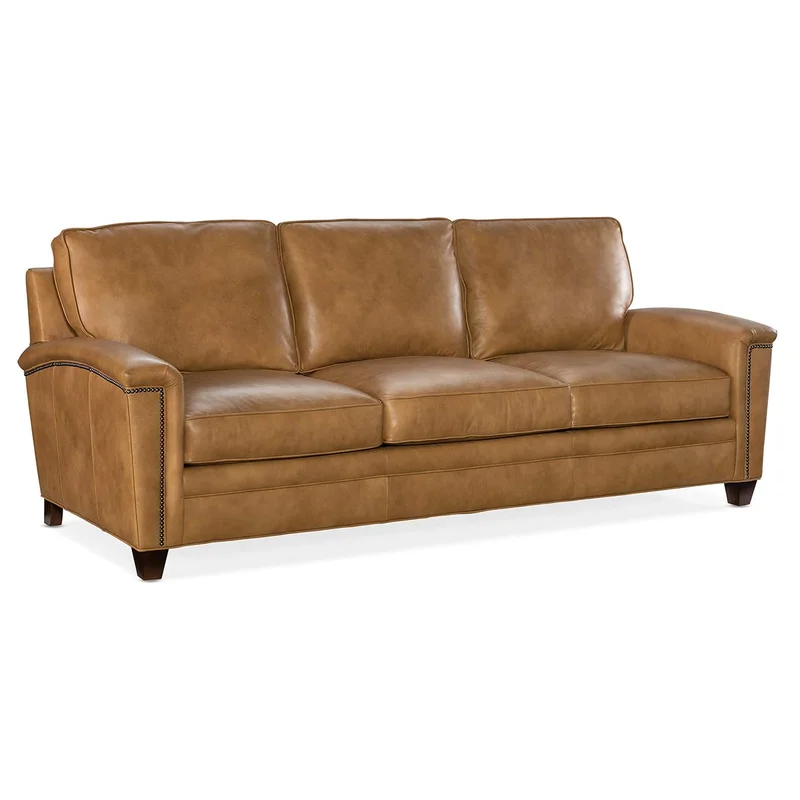 Clifford 88 Inch Transitional Three Cushion Pillow Back Leather Sofa