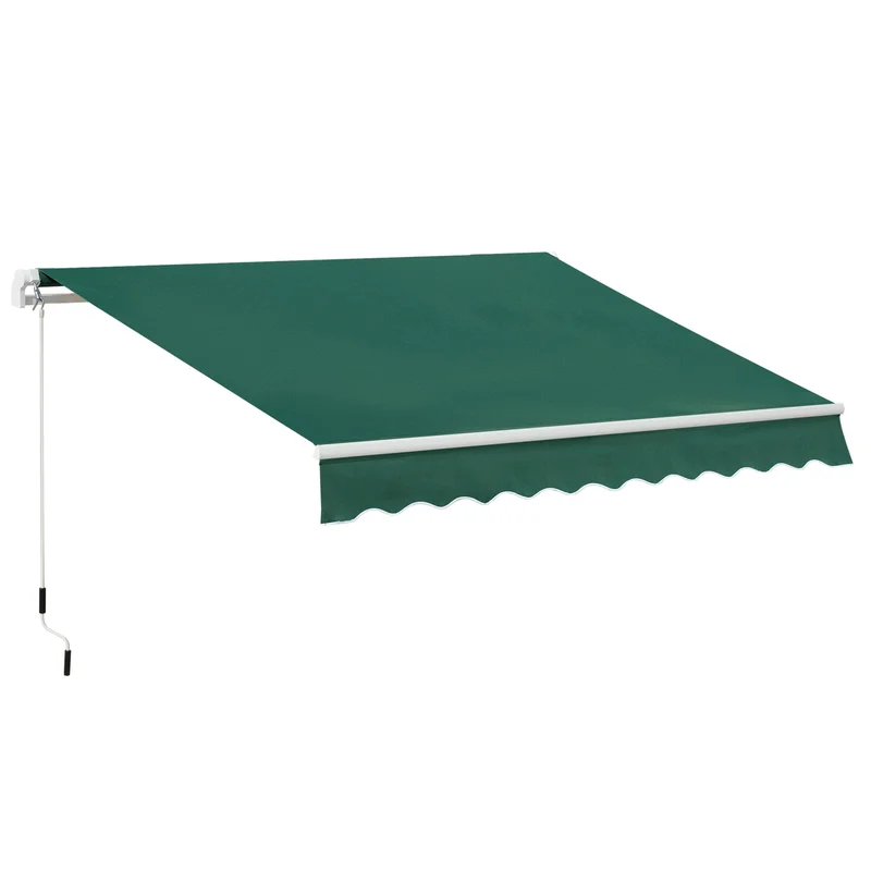 Lightweight Manual Patio Awning Canopy with UV Protection Green