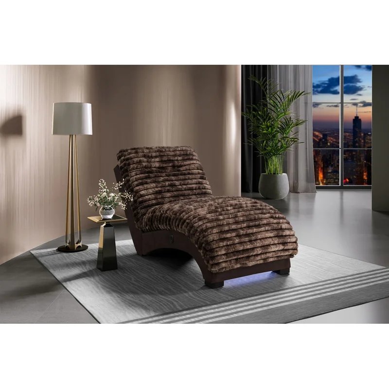 Dominic - Chaise With USB - Mink / Java