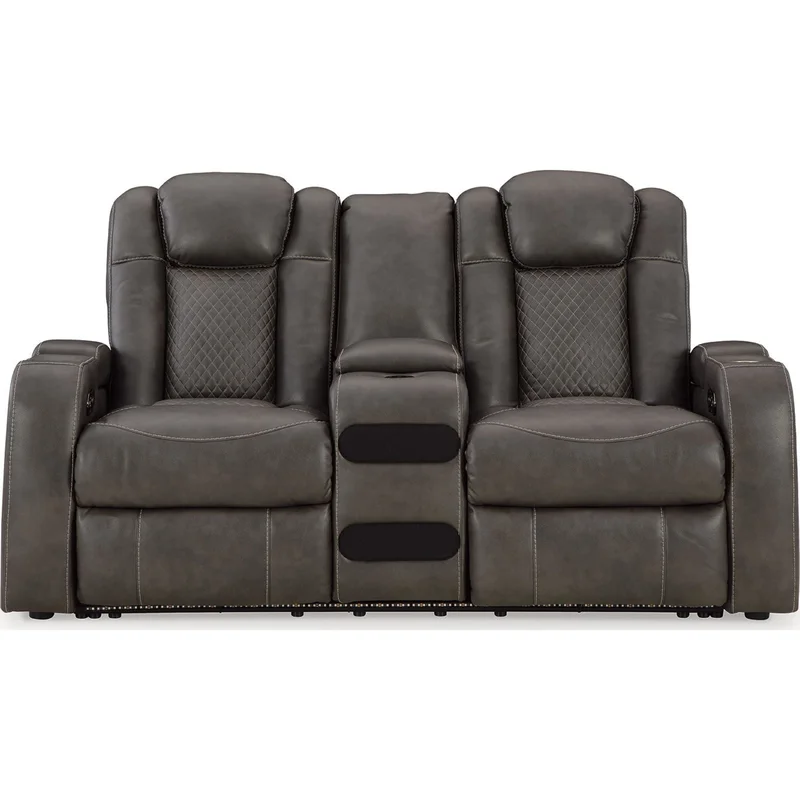 Fyne-Dyme Power Reclining Loveseat with Console - Shadow