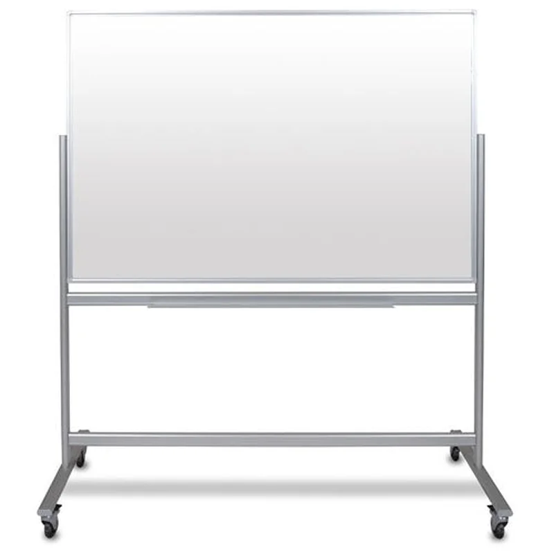 Luxor 60"W x 40"H Double-Sided Mobile Magnetic Glass Marker Board - MMGB6040