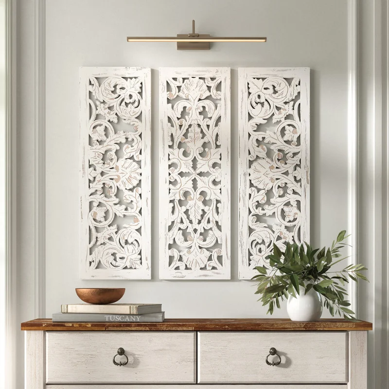 Wooden Handmade Intricately Carved Floral Home Wall Decor Kelly Clarkson Home