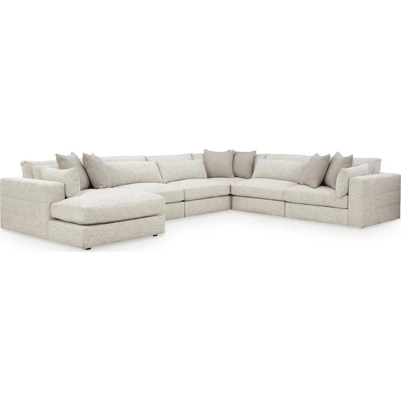 Ashbourne Estate 6 Piece Sectional with Chaise - Snowstone