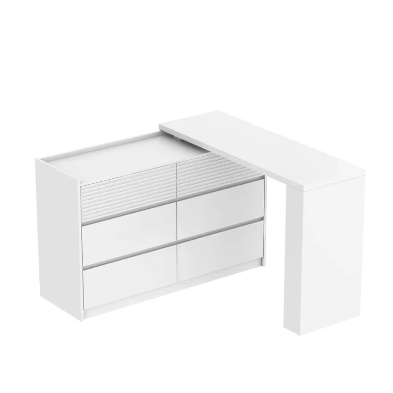 Caspian Large Retractable Chest Of 6-Drawers Dresser Storage Cabinet White