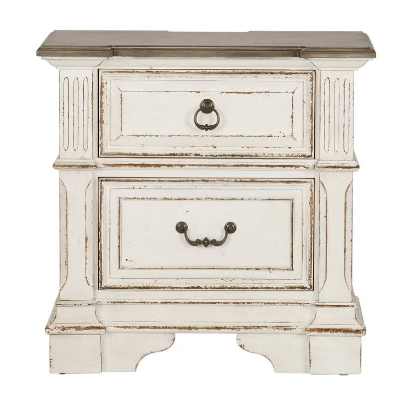 Abbey Park - 2 Drawer Nightstand With Charging Station - Antique White