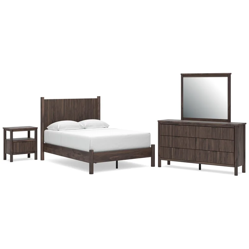Cadmori Full Panel Platform Bed Dresser Mirror and Nightstand
