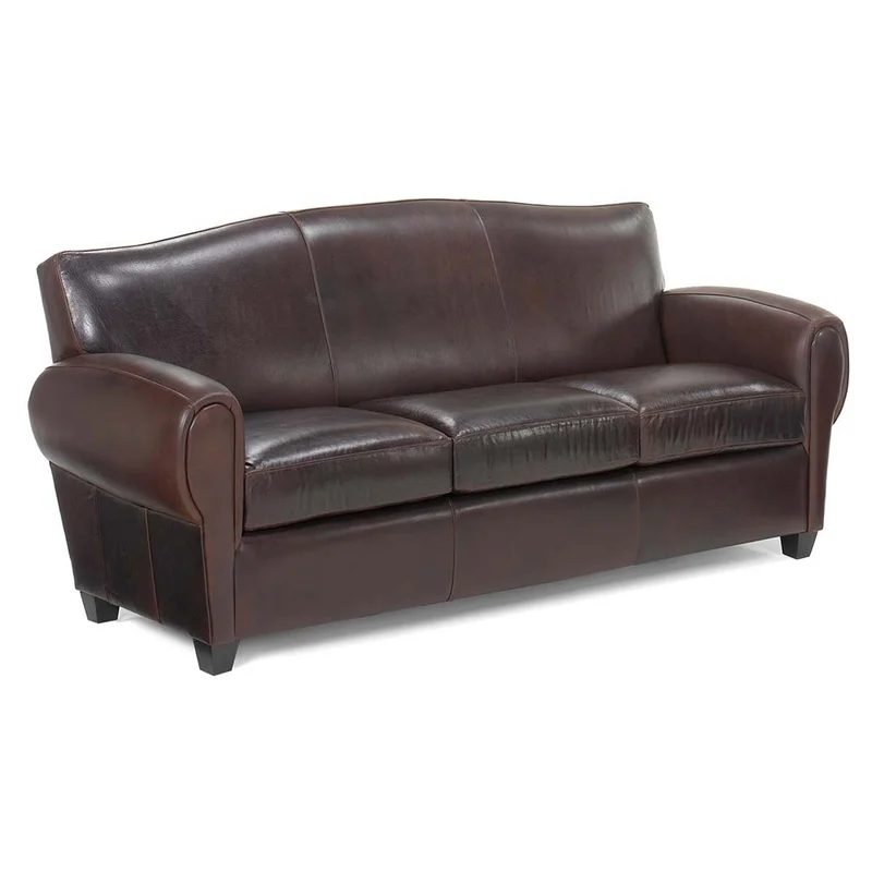 Parisian 85.5 Inch Art Deco Reproduction Leather Sofa
