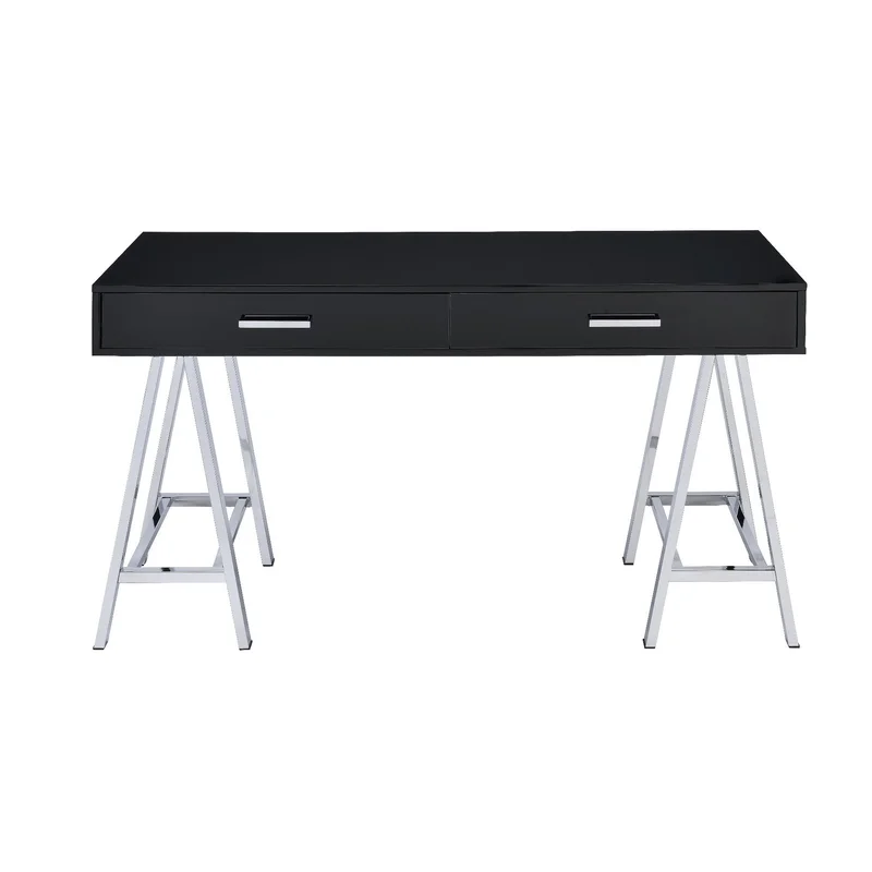 Coleen - Desk - Black High Gloss & Chrome Finish
