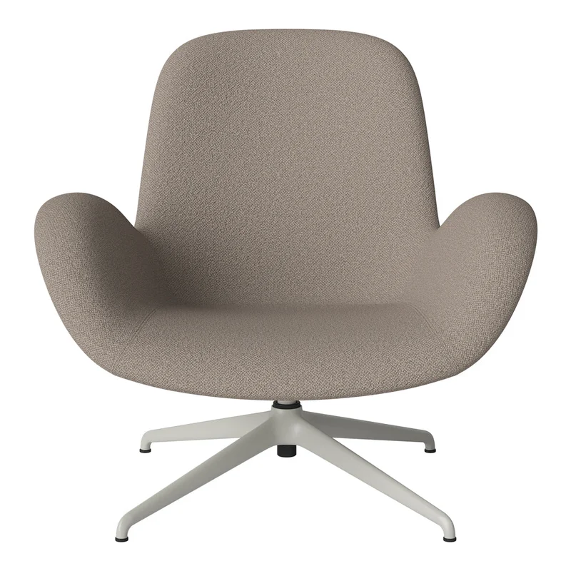 Seed Lounge Armchair - Upholstered - 4-Star Base - Grey Lacquered Steel