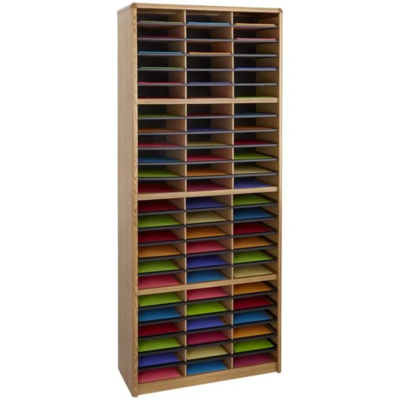 Value Sorter 72 Compartment Metal Flat Files Organizer in Medium Oak