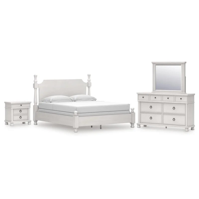 Chadworth California King Poster Bed Dresser Mirror and Nightstand
