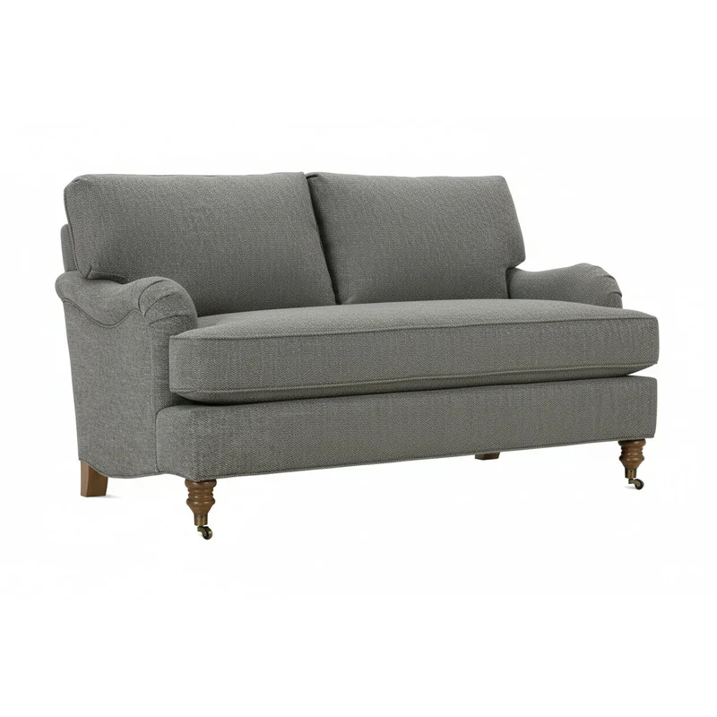 Kristen I Fabric English Arm Single Bench Seat Pillow Back Loveseat