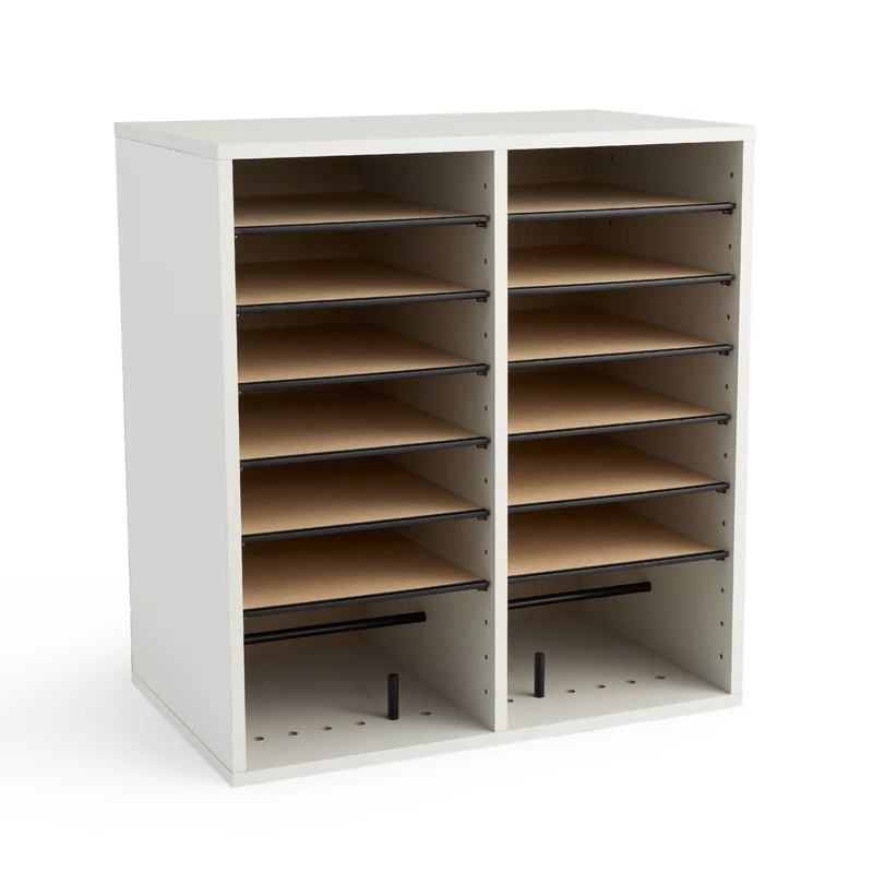 Wood Adjustable Literature Organizer 16 Compartment