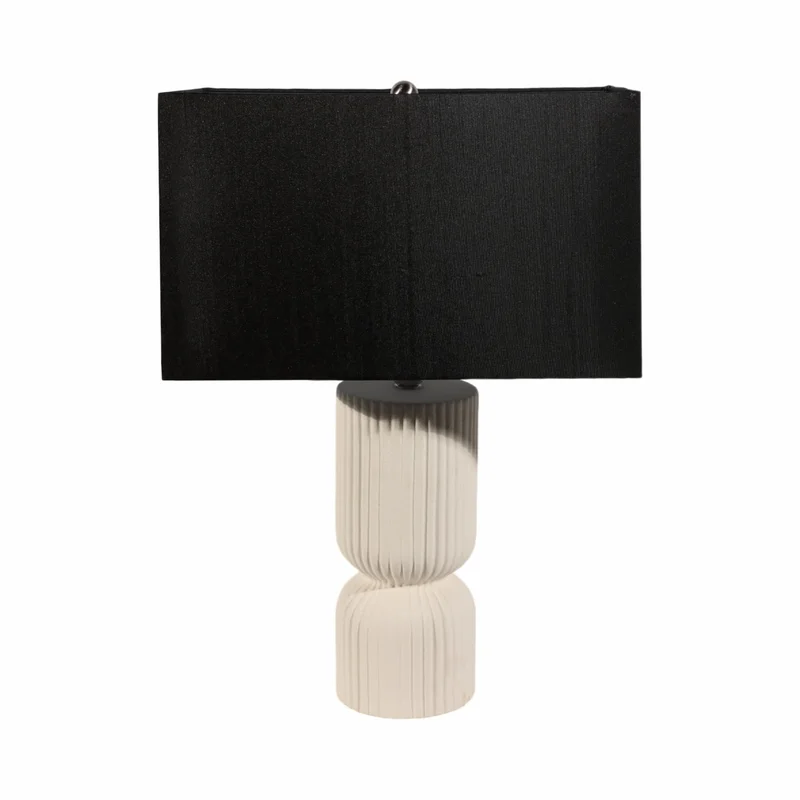 22" Fluted Cylinder Table Lamp White/black