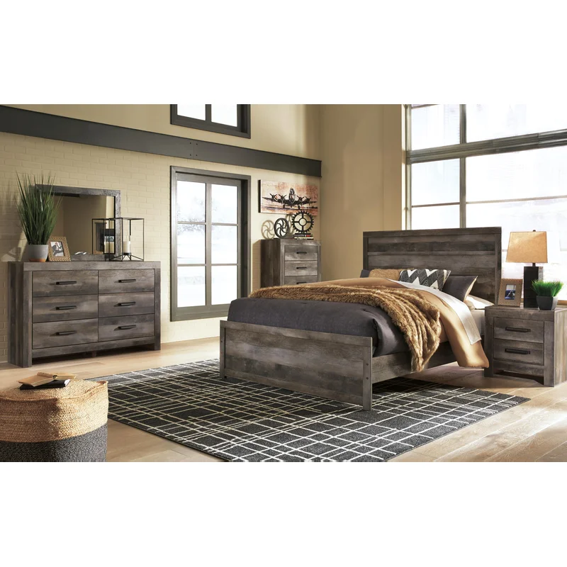 Wynnlow Queen Panel Bed Dresser Mirror Chest and 2 Nightstands