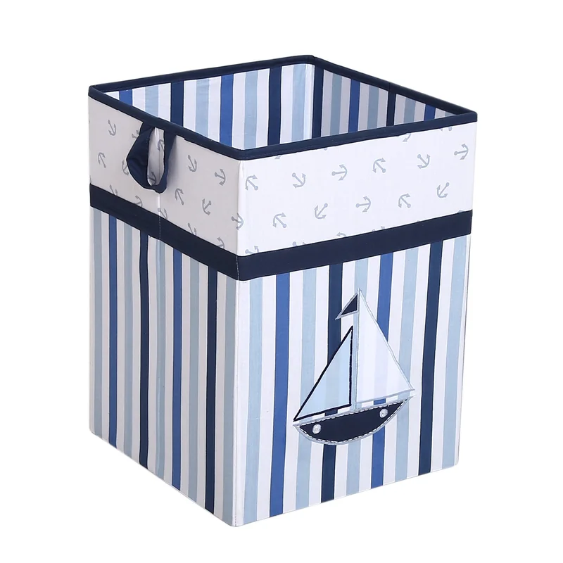 Bacati Collapsible Storage Hamper Little Sailor Blue/Navy One Size