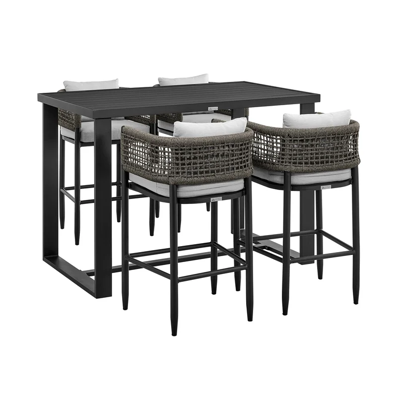 Felicia Outdoor Patio 5-Piece Bar Table Set