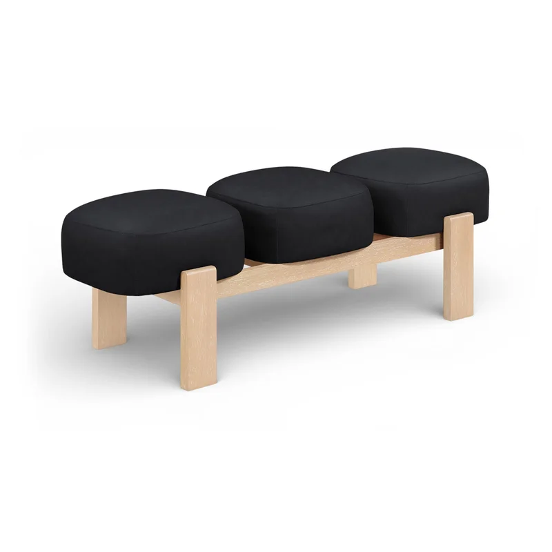 Woodcrest - Vegan Leather Upholstered Bench - Painted Natural Base