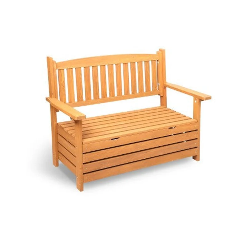 Zain 2 Seater Wooden Outdoor Storage Bench (1145W) - Natural