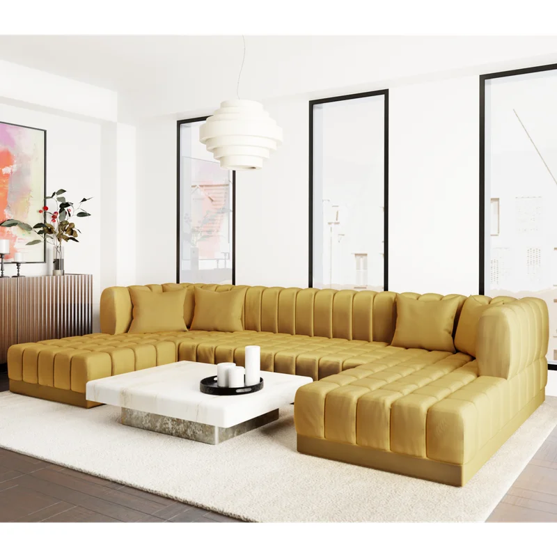 2.0 Velvet U Double Chaise Sectional 142'' Wide