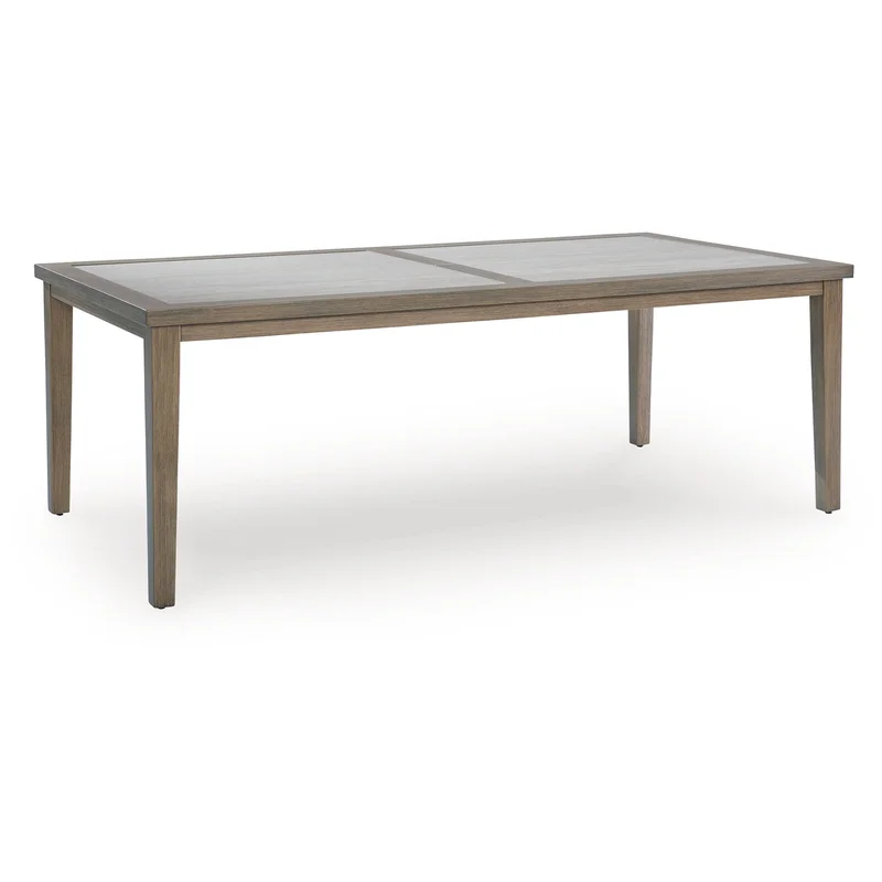 Rainier Ranch - Rectangle Dining Table With Umbrella Option - Brown / Beige