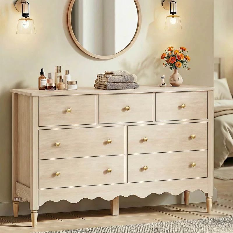 7 Drawer Dresser Modern Wooden Chest of Drawers for Closet Bedroom